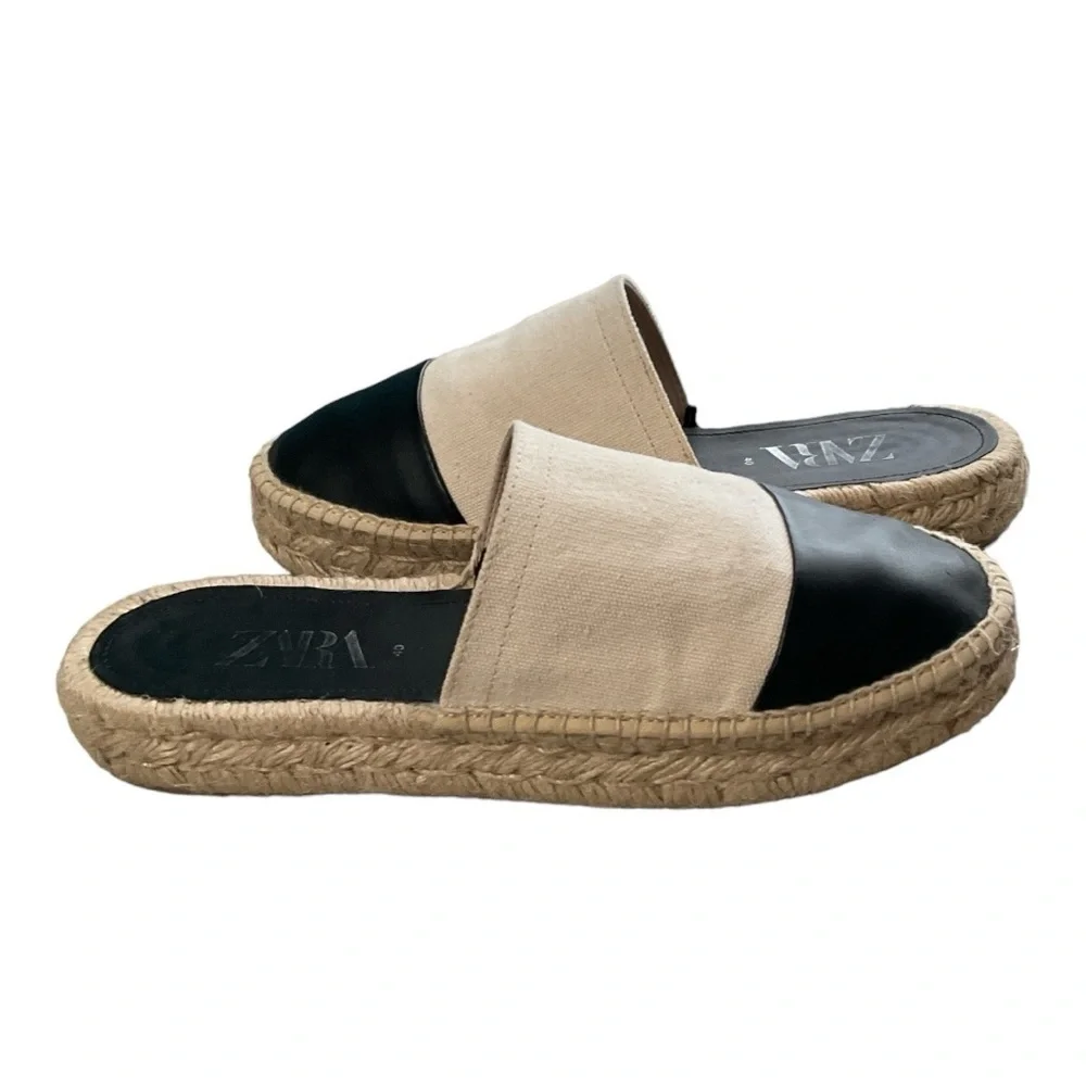 Zara Toe Cap Espadrilles Mules Size 40